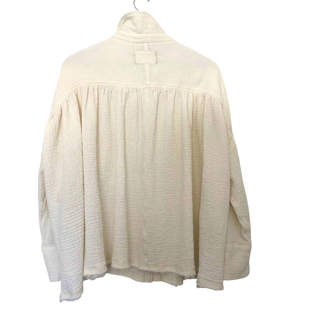 Free People We the Free Cardiff Cotton Gauze Button Up Shirt S Cream Oversized - Picture 4 of 9